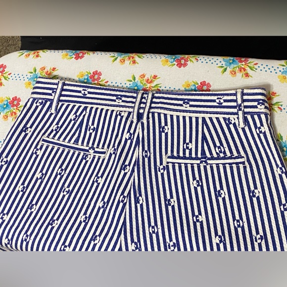 Anthropologie The Essential Slim Blue & White Striped Pants - Picture 6 of 9